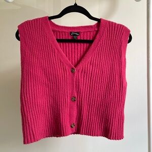 Girls/Kids XXL Bold Pink Button up Sweater Vest
